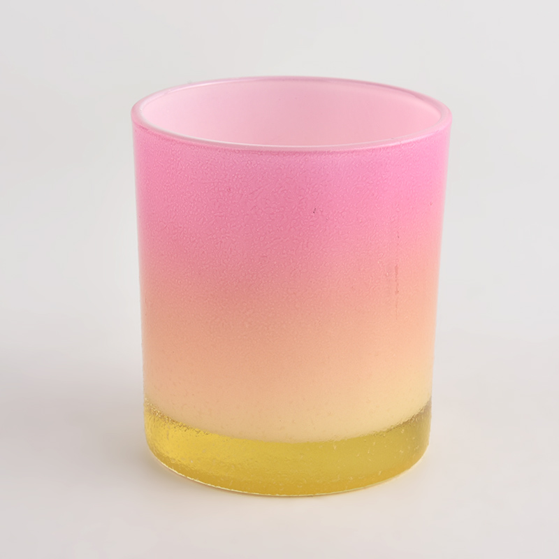 Hot sale design 300ml glass jar with gradient pink color outside in bulk