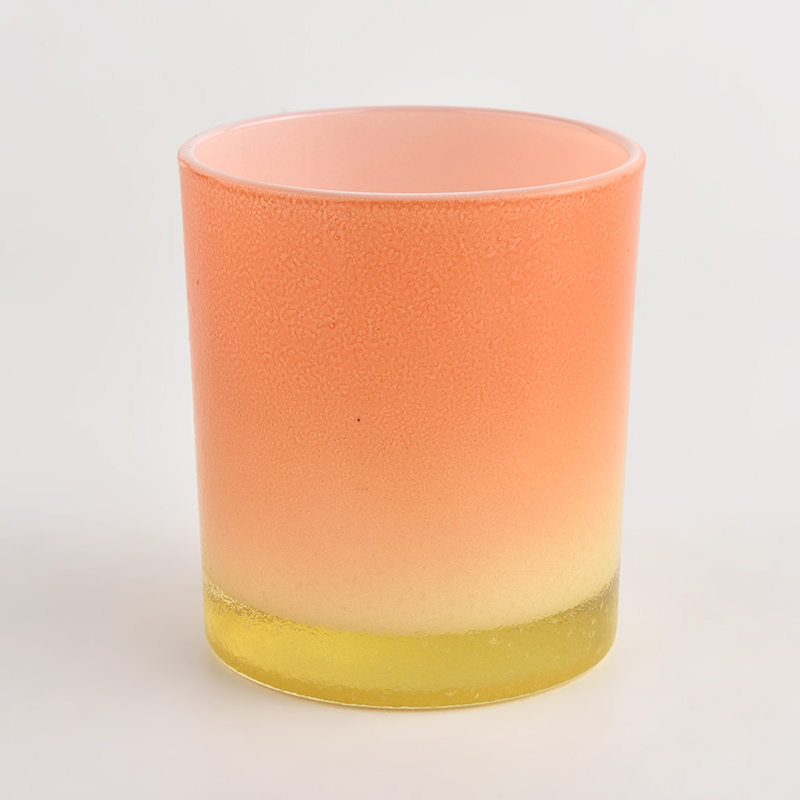 Top sale gradien warna oranye 300ml toples kaca biasa untuk grosir