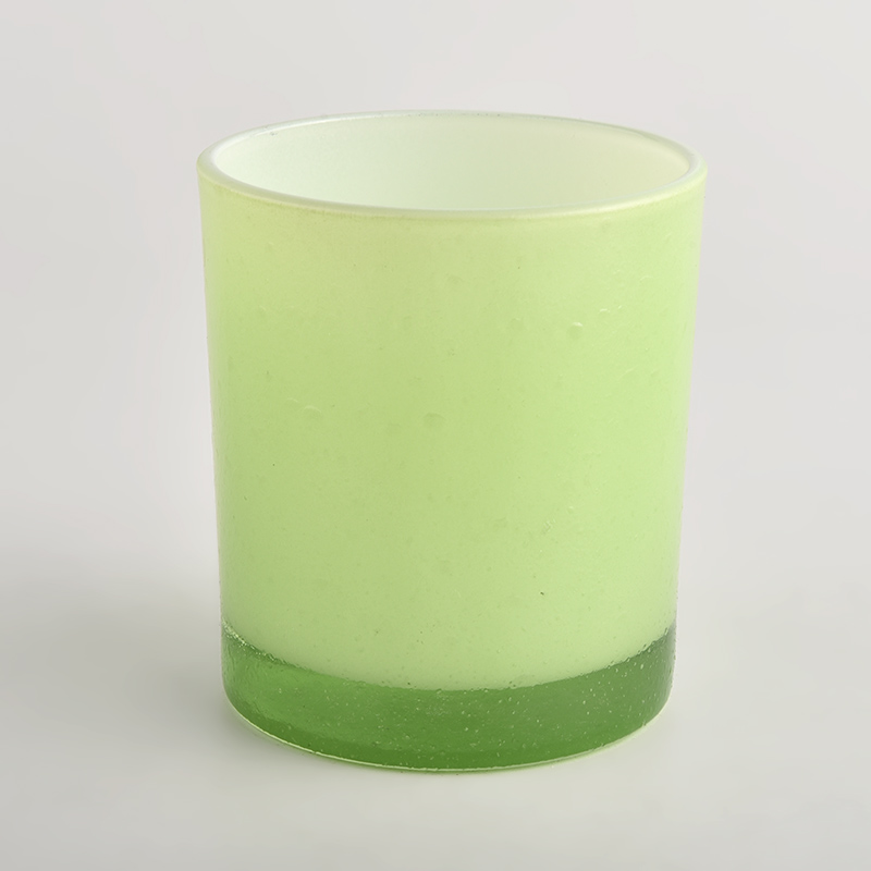 hot sale size green color glass candle holder