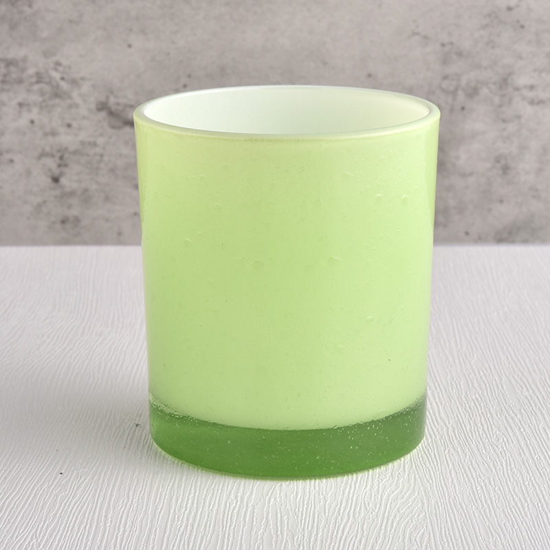 hot sale size green color glass candle holder
