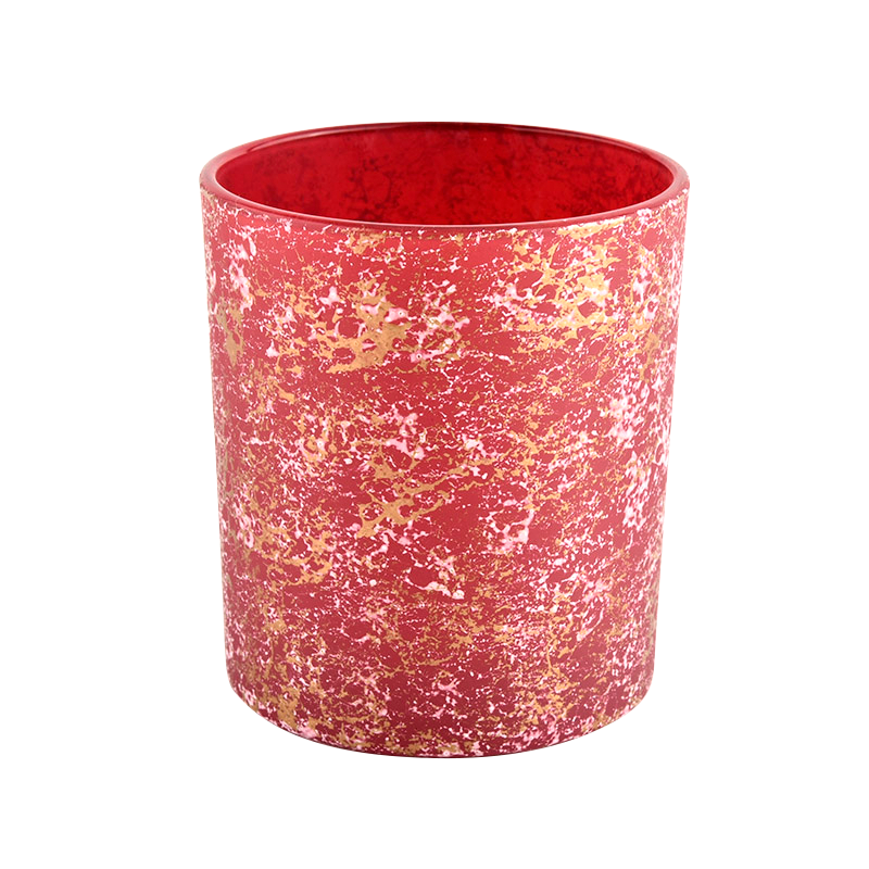 Červená prázdna sklenená nádoba na výrobu sviečok pre domácu dekoráciu