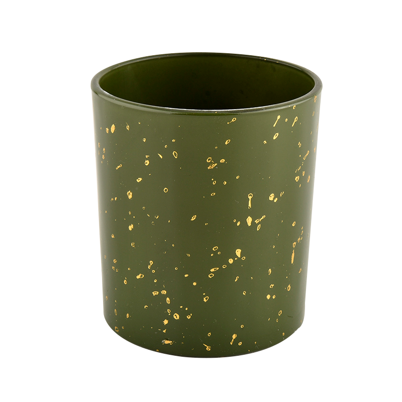 Pot de bougie en verre vert de cylindre de luxe pour la décoration à la maison