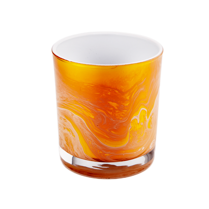 błyszczące pomarańczowe niestandardowe dekoracyjne szklane słoiki na świece o pojemności 8 uncji