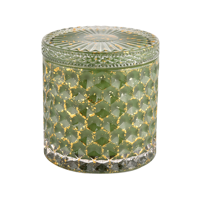 Accueil vert avec couvercles bougeoirs en verre vases à bougies vides personnalisés