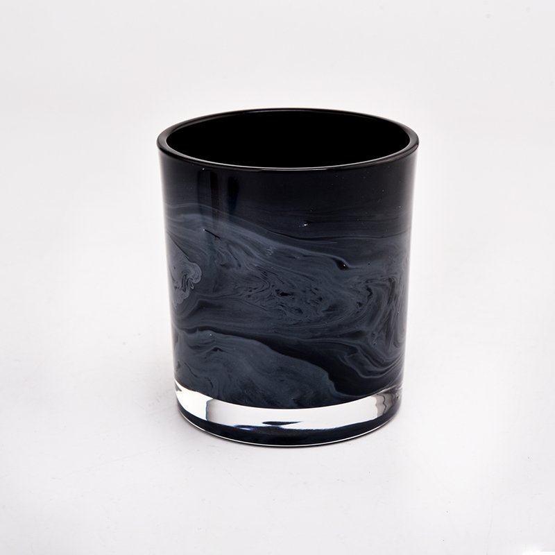 300ml glass candle holder, black glass jar para sa paggawa ng kandila