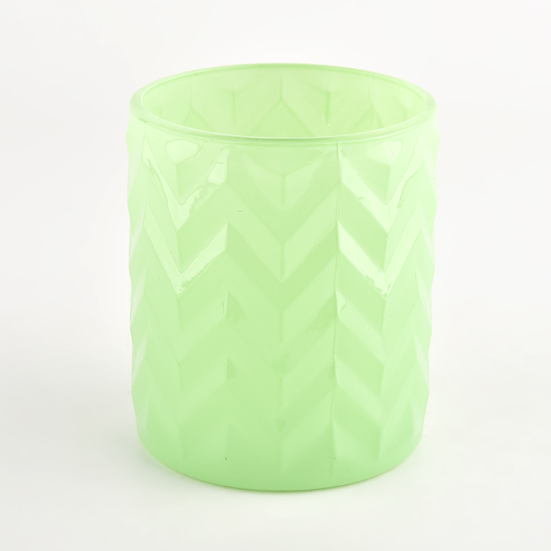촛불 녹색 400ml 도매에 대한 독특한 웨이브 디자인 유리 항아리