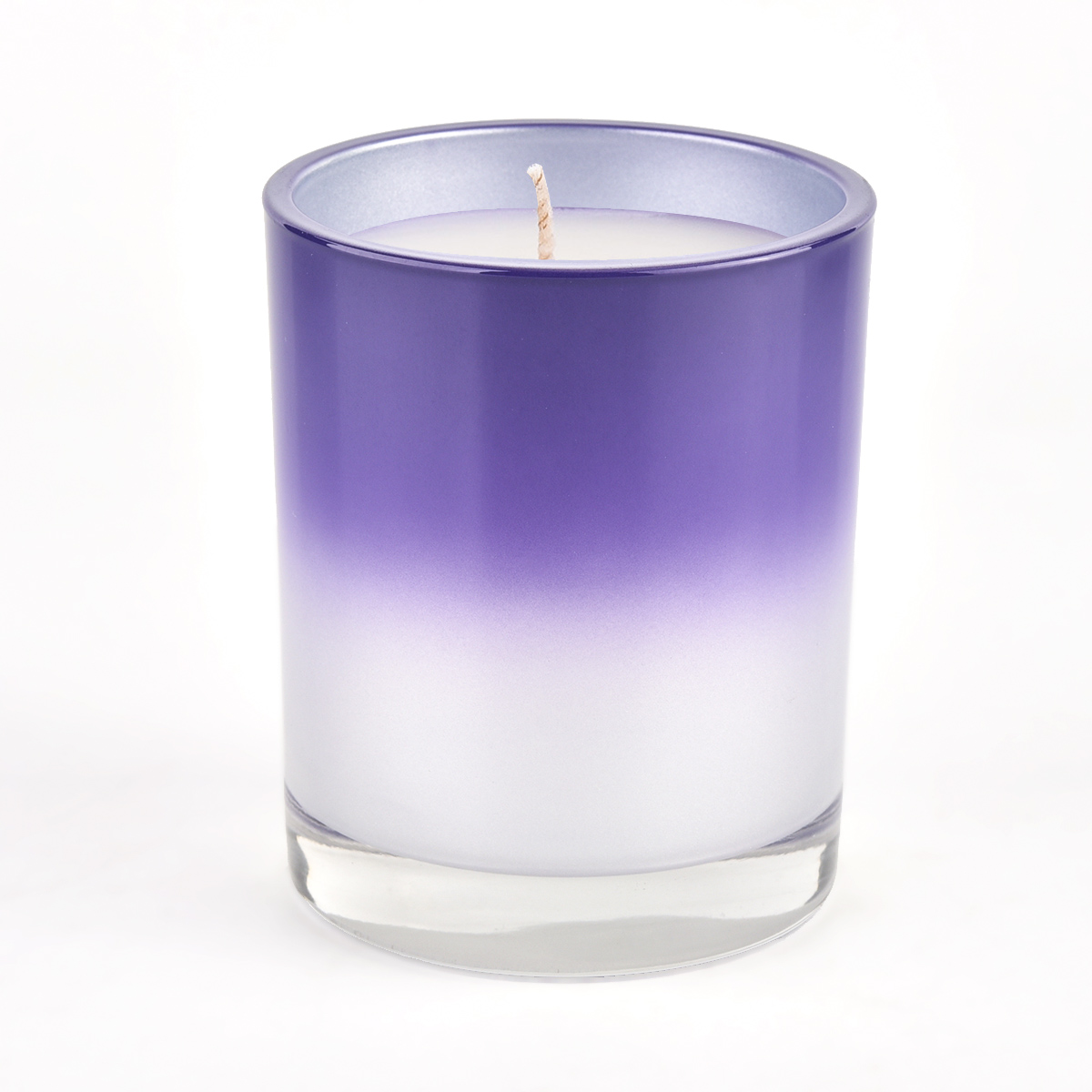 Nová designová lesklá skleněná dóza na svíčku s přechodovým fialovým dodavatelem