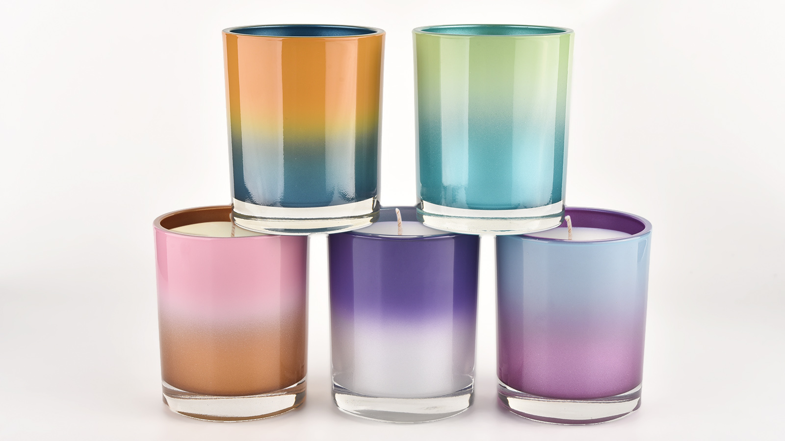 2oz-20oz customized gradient glass candle jars home decor wedding para sa supplier