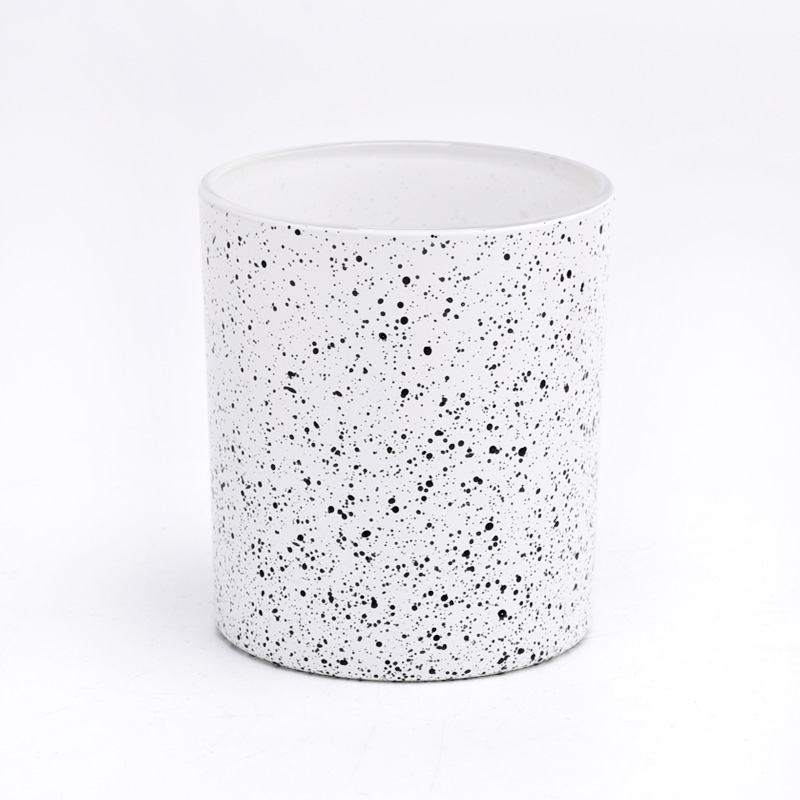 Луксозен декориран стъклен буркан за свещи 10oz бял стъклен съд на едро