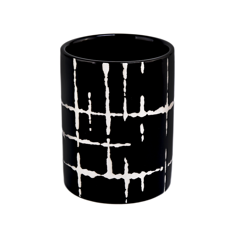 luxusní 11oz černá keramická dóza na svíčku