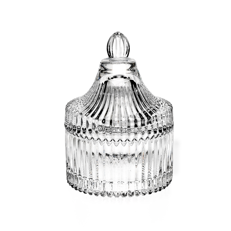 Proveedor de recipientes para velas de vidrio transparente de pequeña capacidad con tapas