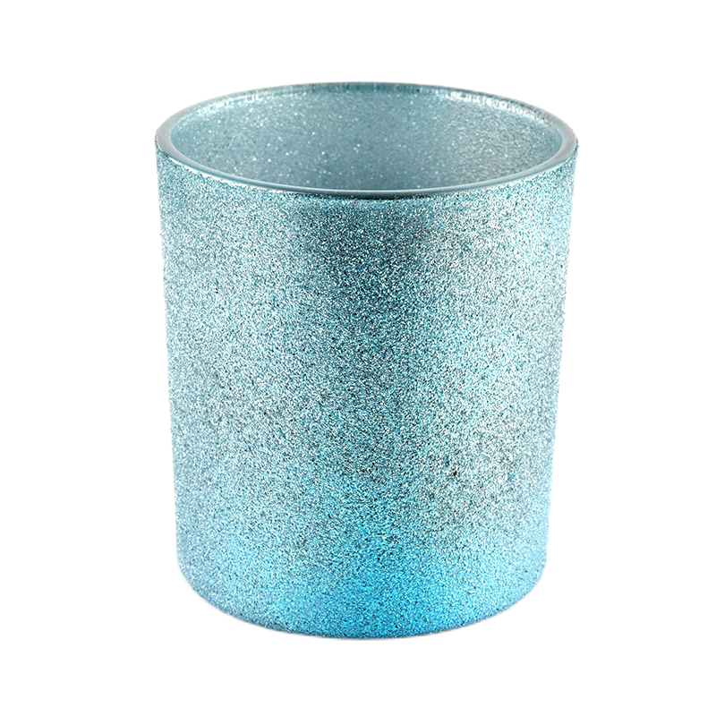 Оптова декоративна скляна банка для свічок із блакитного матового скла