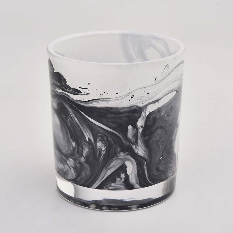 Fancy marmorfarge glass stearinlyskrukker Engros