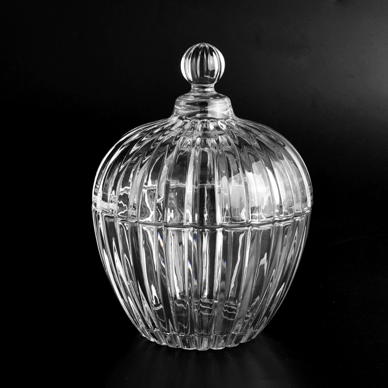 marangyang transparent glass candle jar na may glass lid distributor