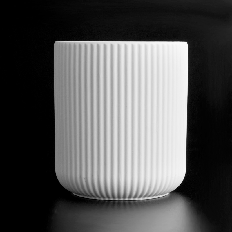 12OZ Striped Pattern Ceramic Candle Vessels
