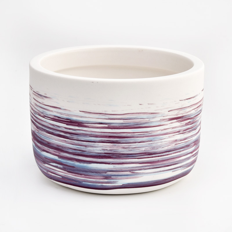 Fancy Brush Paint Color Kosong Jar Keramik Lilin Grosir