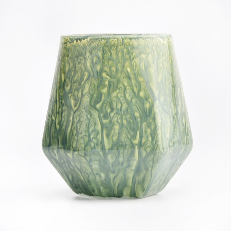 luxury art painting green glass candle holder supplier