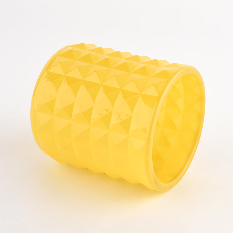 8 Unzen Glaskerzengefäß mit Prägelogo Anbieter von gelben Glasgefäßen