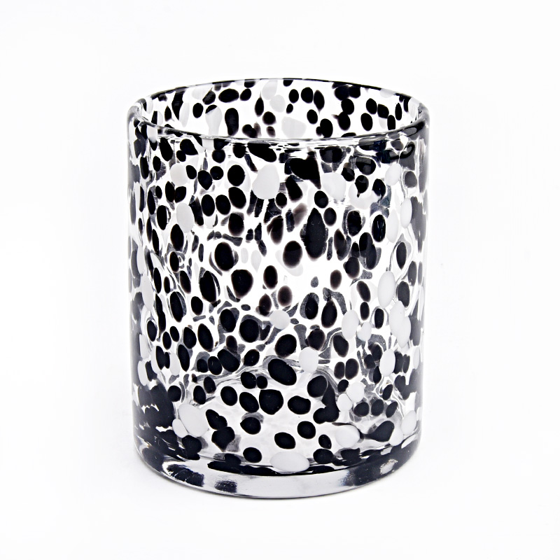 new design black spots glass candle jar for home decor