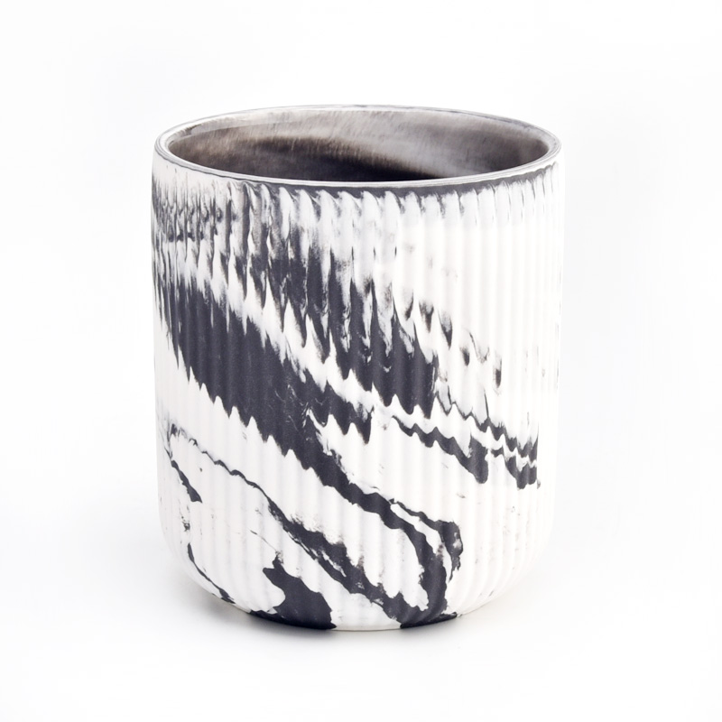 Potes de vela de cerâmica de mármore por atacado Fornecedor de recipiente de vela de cerâmica colorida