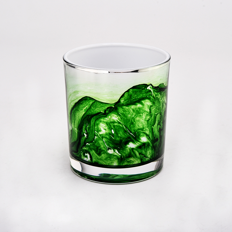 new design 10oz green  artwork  with mountain glass candle jars