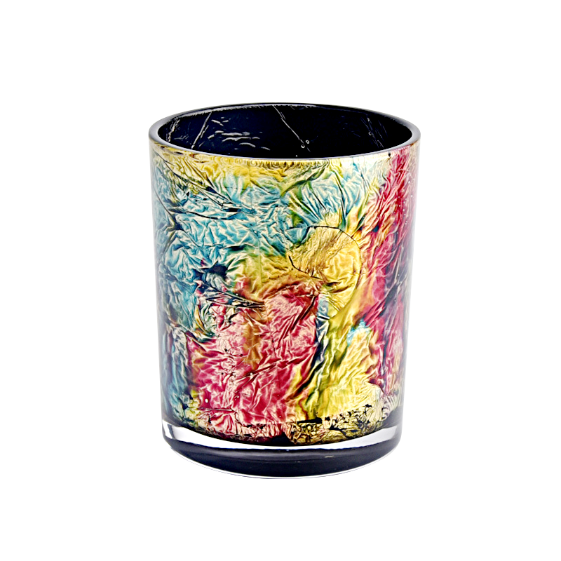 Home decor large glass candle jar with artwork