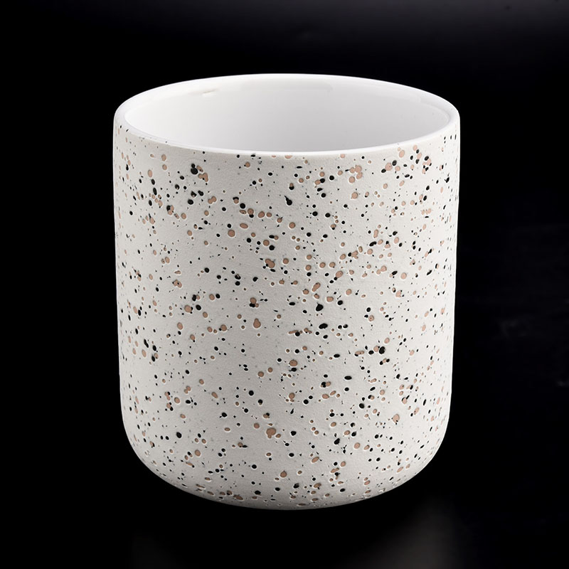 Unieke spikkels keramische kaarsvaten 10oz 11oz geurende was keramische kaarspotten groothandel
