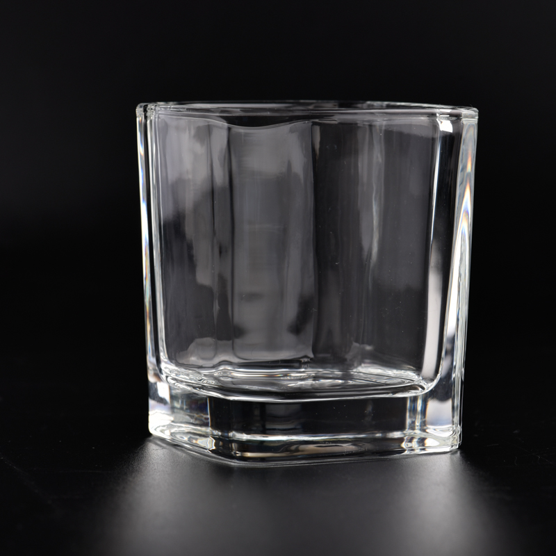 potes de vela de vidro transparente quadrado de 9 onças para fabricação de velas