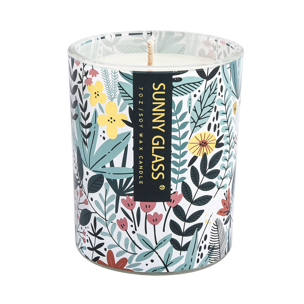 vasi di vetro con stampa decalcomania decorativa, barattoli di candele per la stagione primaverile