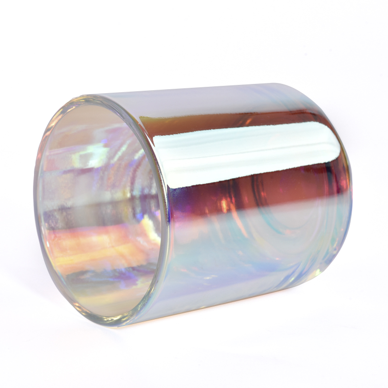 8 oz Yanardöner Holografik cam mum kavanozu, yuvarlak tabanlı toptan satış