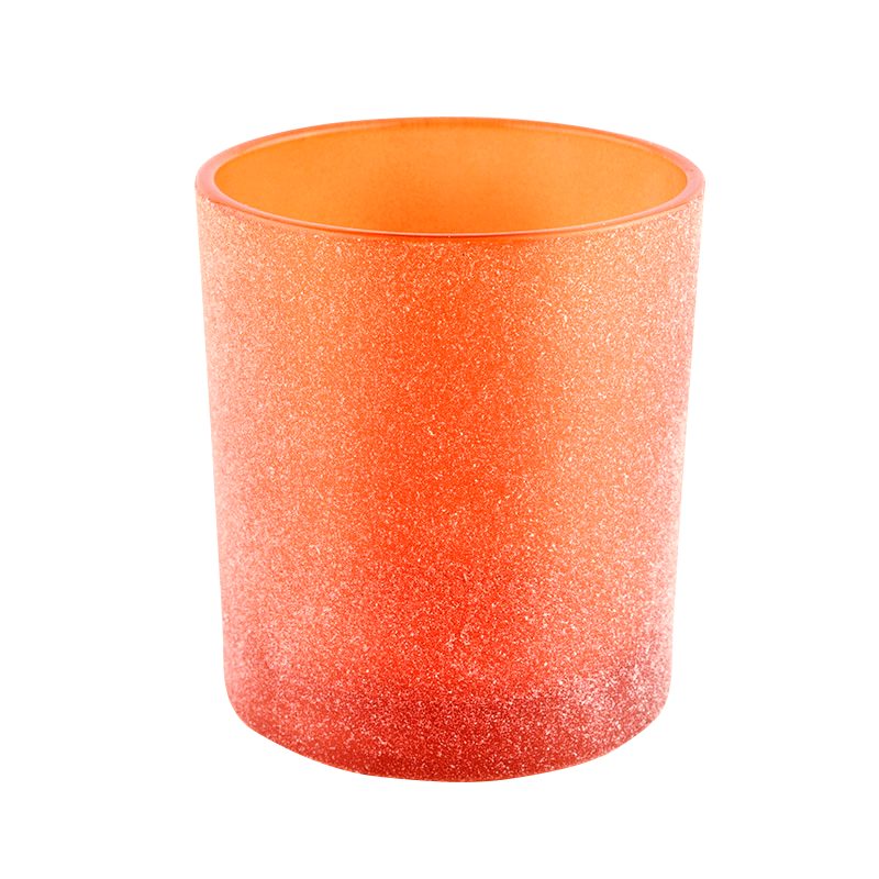 批发独特的圆底橙色豪华玻璃蜡烛罐