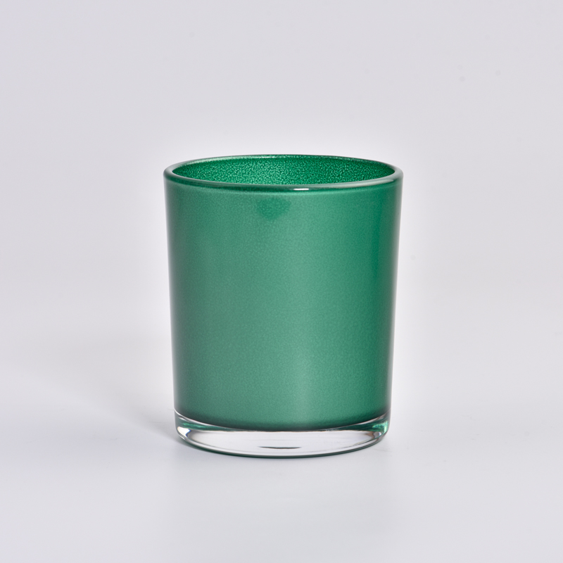 Novo design de cor verde com efeito de rachadura no castiçal de vidro de 400ml a granel
