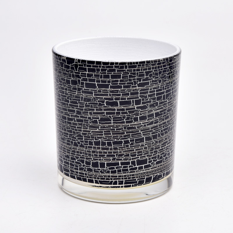 wholesale 10oz  black cracked glass candle jars supplier