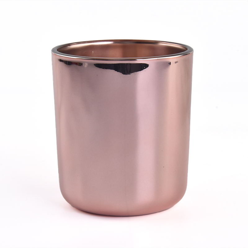 hot sales 14oz rose gold round bottom glass candle jar