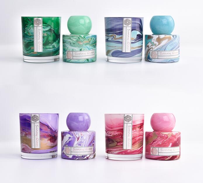 beliebtes Kerzengefäß aus Glas mit Diffusorflasche aus Glas