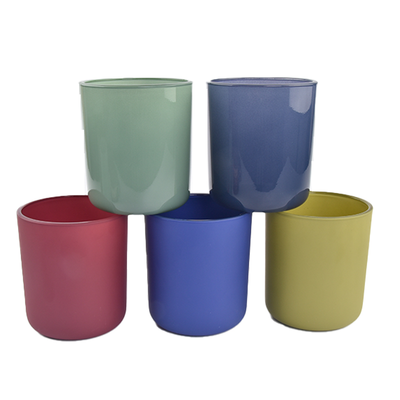 Customized 500ml colored on the round bottom glass candle holder with matched lids for supplier
