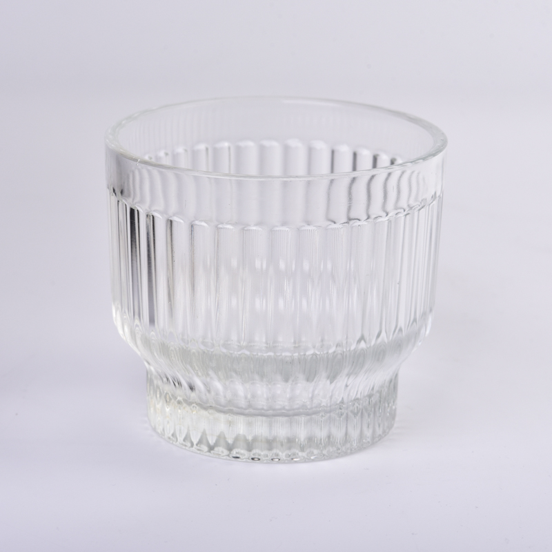 Strip pattern glass candle jar from Sunny Glassware