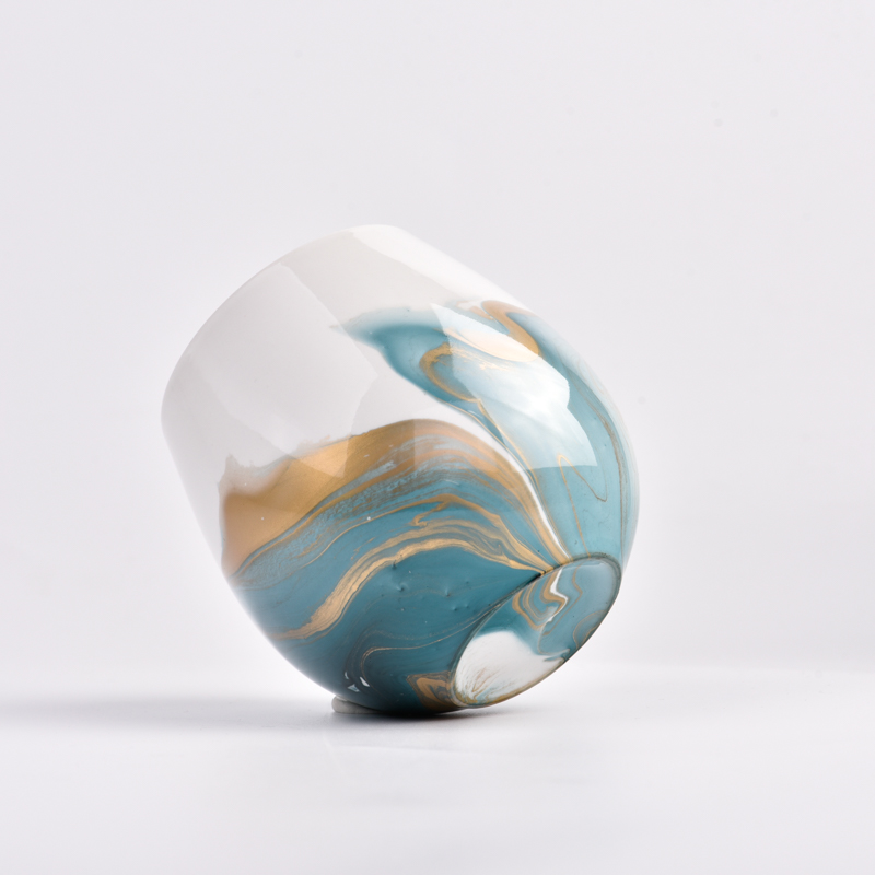 Ceramic candle jars with hand painting color - COPY - m4tf09