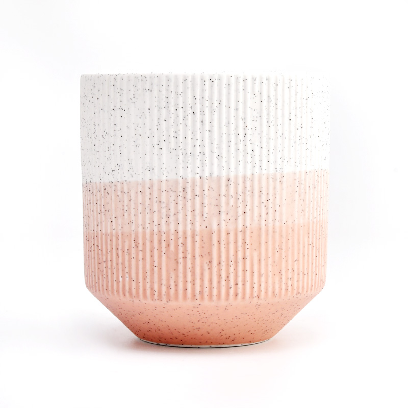 Nouvellement peindre pour la couleur rose dégradé sur le pot de bougie en céramique pour la vente en gros