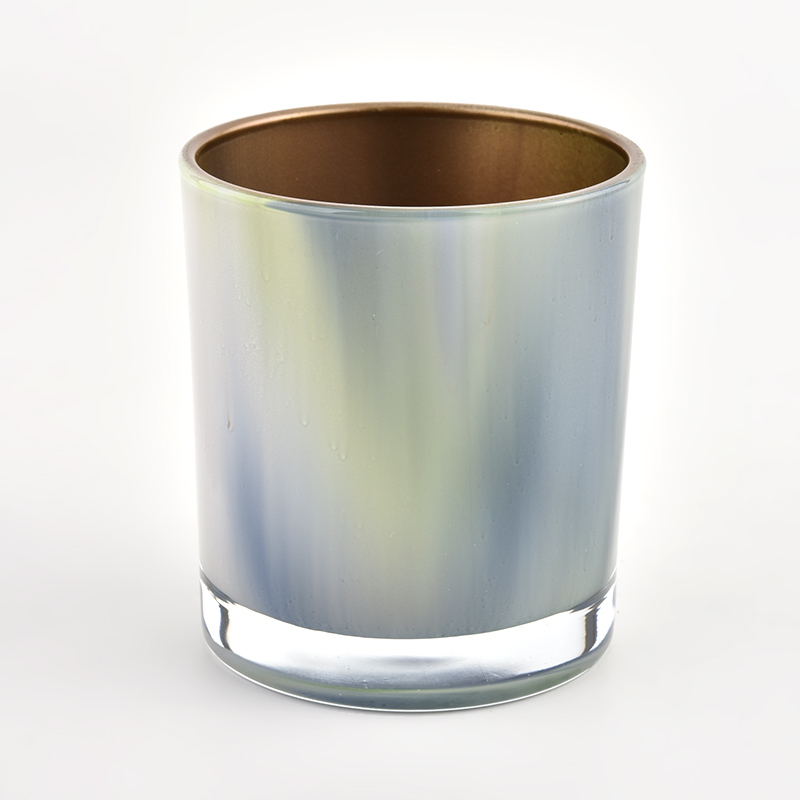 Newly designed interior spray gold glass candle jar for home decor