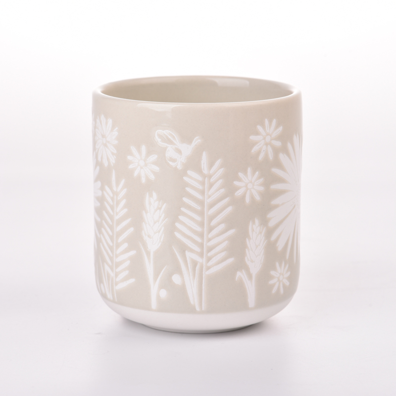 Patrón de primavera popular en vela de cerámica de 400 ml para venta al por mayor
