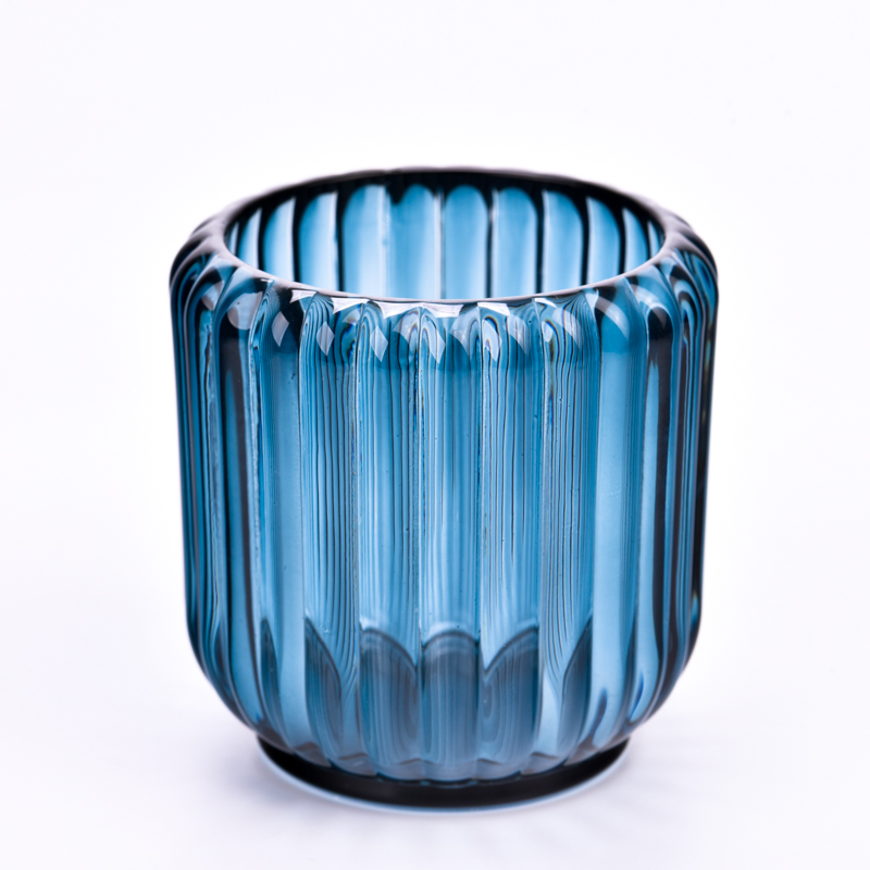Frasco de vela de vidrio vacío de 8.5 oz con patrón de rayas