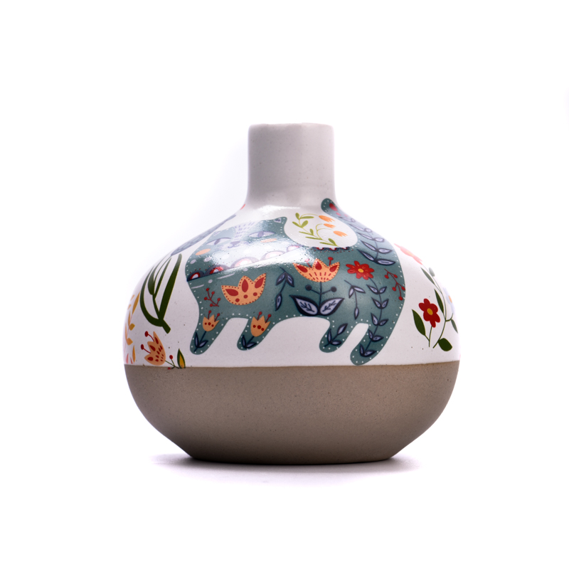 Supplier cute animal effect on the 8oz 10oz ceramic bottle for home deco