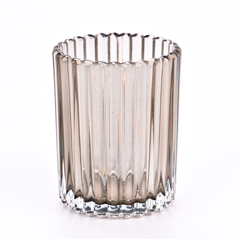Vase de sticlă de lux cu model canelat pentru lumânări cu o capacitate de umplere de 8 oz