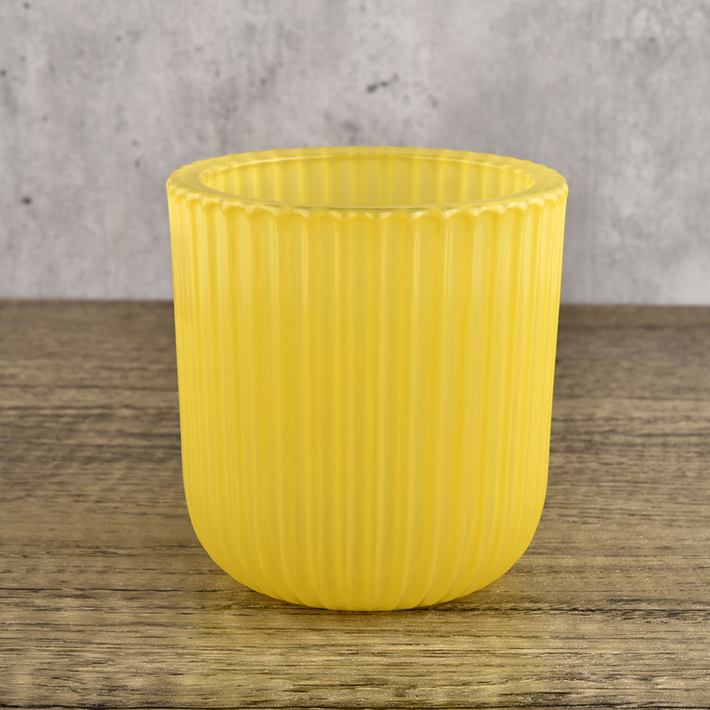Wholesale high level yellow round bottom candle glass jar
