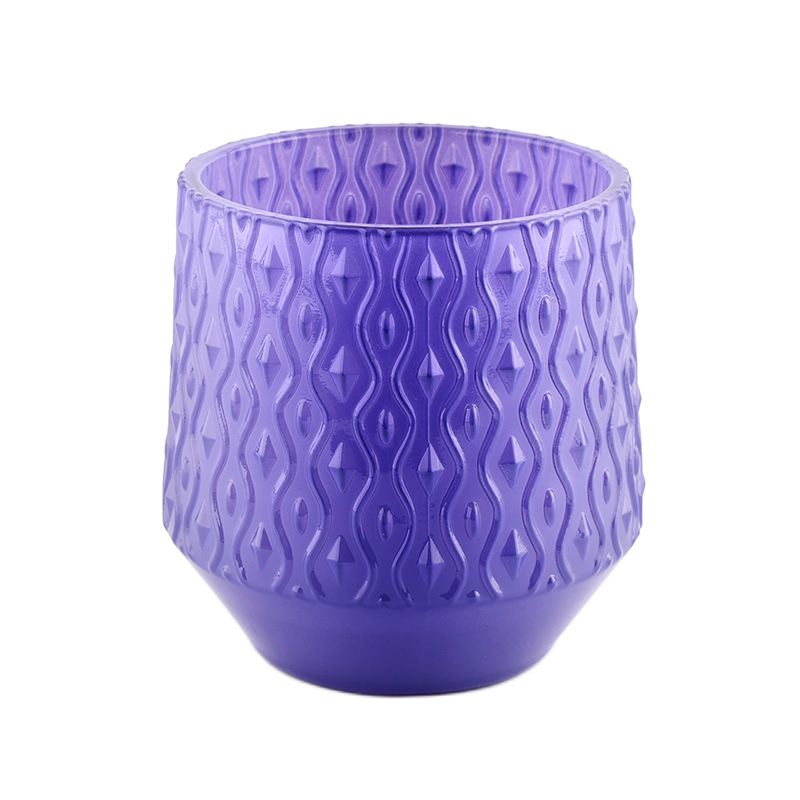 Unique purple empty glass candle holders are used in candle manufacturing wholesale