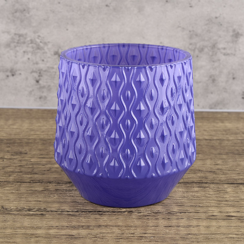 Luxury purple glass candle jar wedding decoration