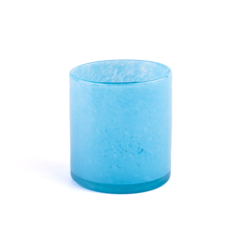 blauwe kleur materiaal gesmolten handgemaakte glazen kaarsenpot