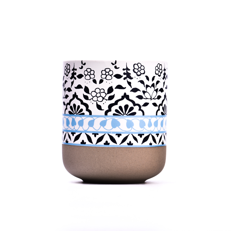 Popolare portacandele in ceramica di lusso da 400 ml con decorazione personalizzata della serie primaverile per il commercio all'ingrosso