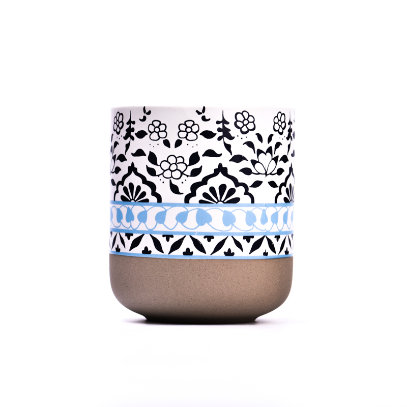 Popular luxury 400ml ceramic candle holder with customized spring series deco on for wholesale